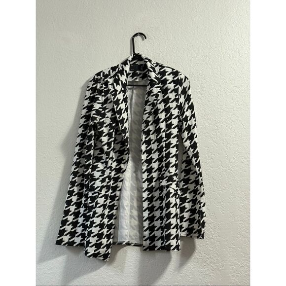 ASOS stretchy houndstooth professional office blazer jacket 6 - Picture 1 of 3